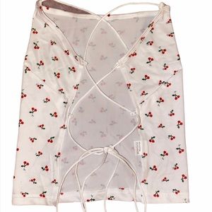 Lace-Up-Back White Cherry Top